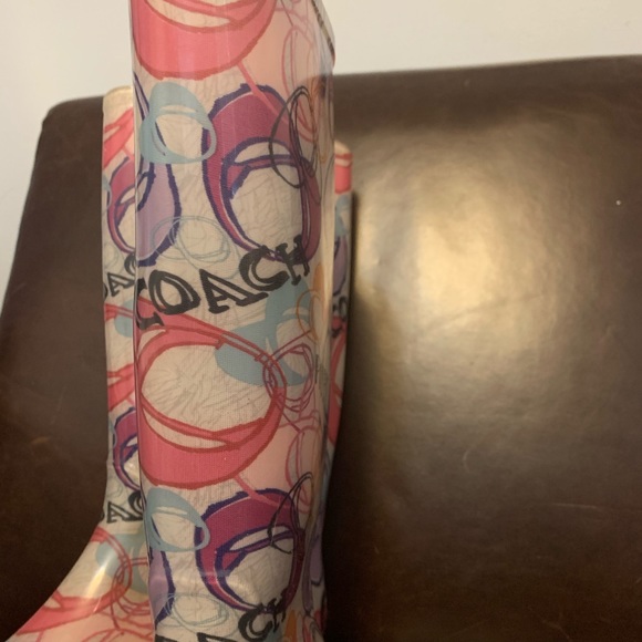 Coach Pixy Dream Poppy multi color rain boots Sz8 - Picture 3 of 8